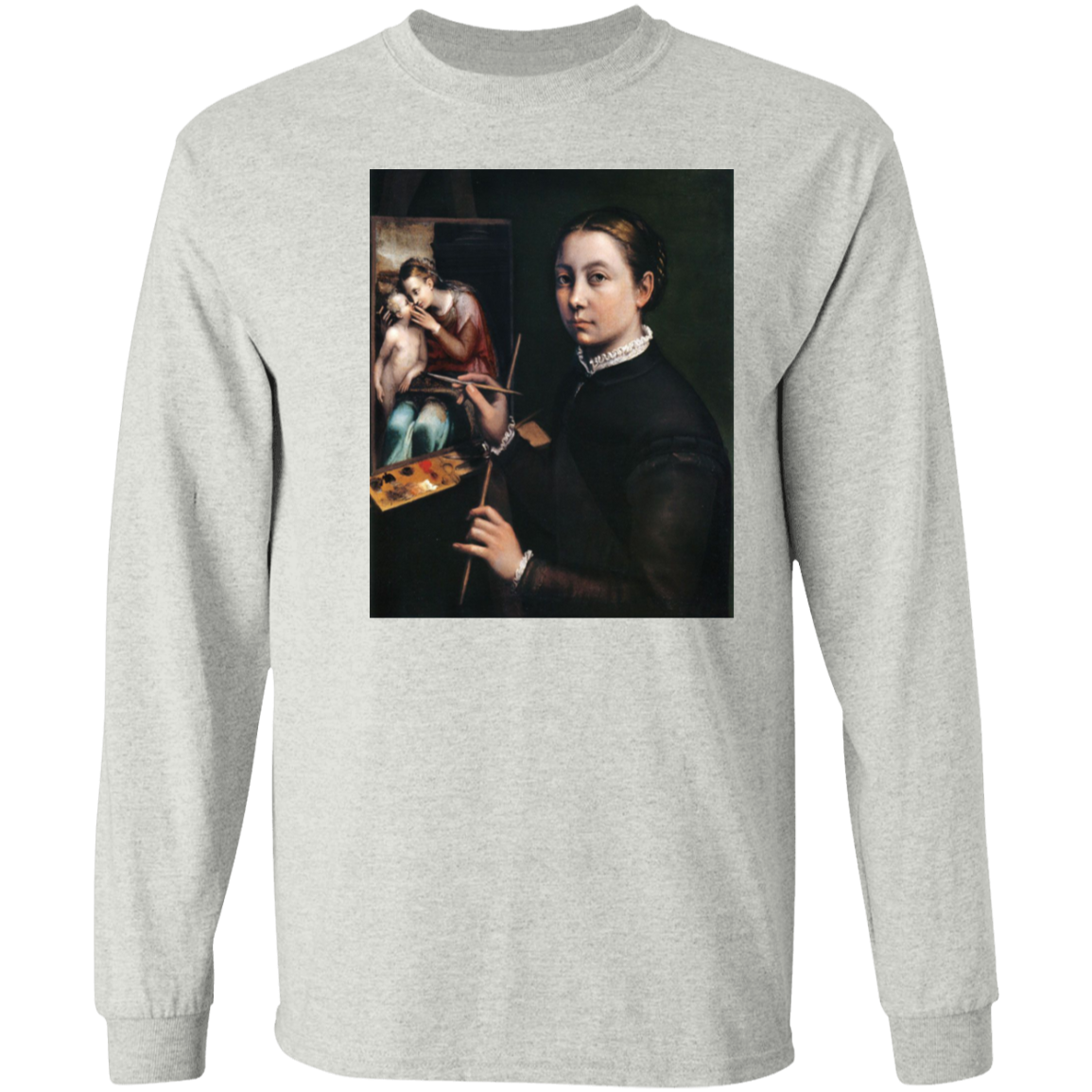 SOFONISBA ANGUISSOLA - SELF PORTRAIT AT THE EASEL - ca.1556-1565 - LANCUT CASTLE / POLAND - G240 LS Ultra Cotton T-Shirt - 7 COLORS -