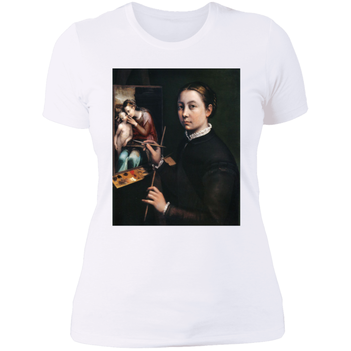 SOFONISBA ANGUISSOLA - SELF POTRAT AT THE EASEL - ca.1556-1565 - LANCUT CASTLE / POLAND - NL3900 Ladies' Boyfriend T-Shirt - 6 COLORS -