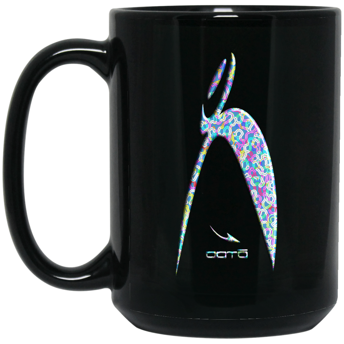 OOTO - BIG STEPPIN HAPPILY GLYPHIC - BM15OZ 15 oz. Black Mug - 1 COLOR -