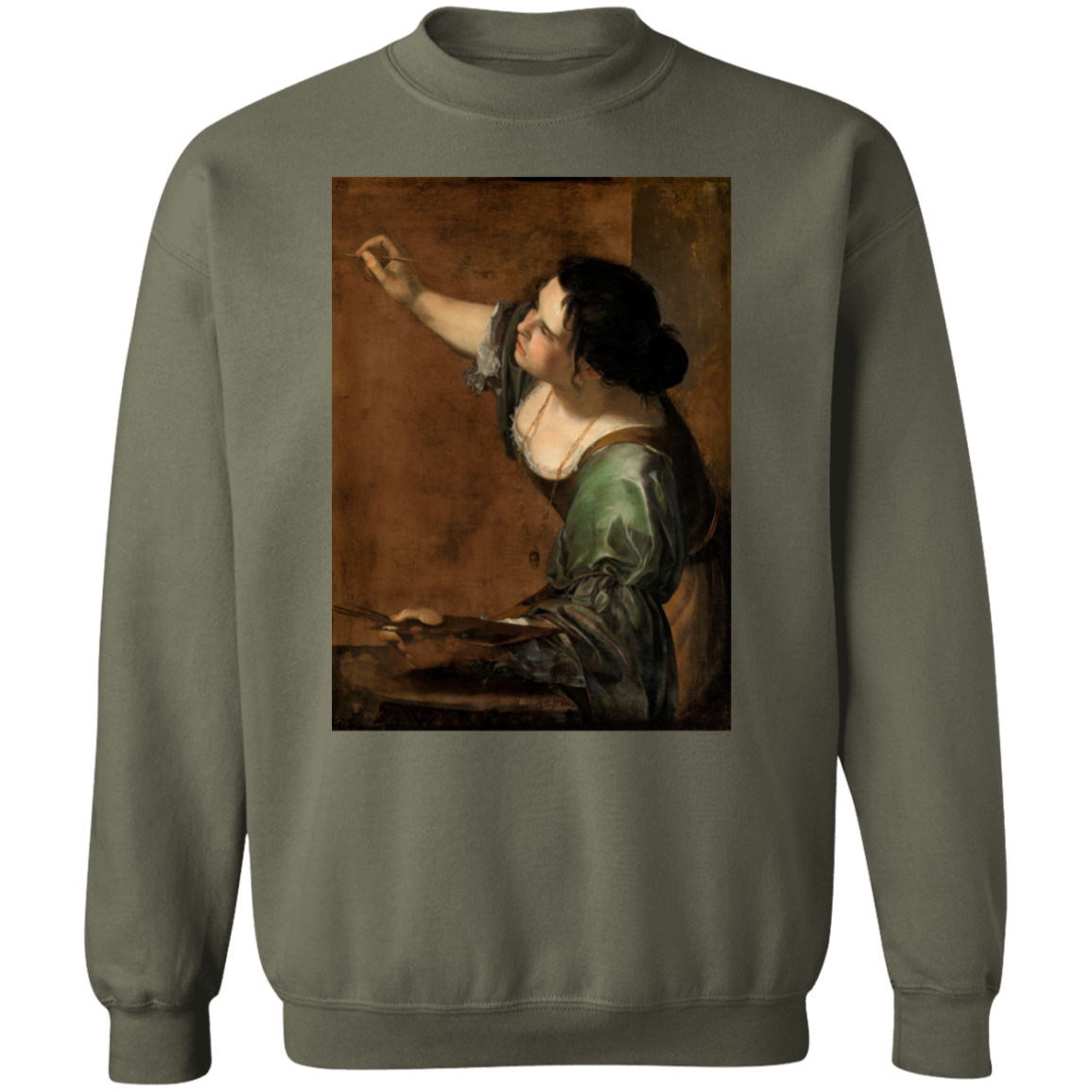 ARTEMISIA GENTILESCHI - CIRCA 1638-1639 - Self Portrait as the Allegory of Painting - G180 Crewneck Pullover Sweatshirt - 4 COLORS -