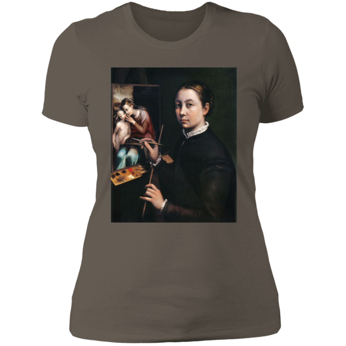 SOFONISBA ANGUISSOLA - SELF POTRAT AT THE EASEL - ca.1556-1565 - LANCUT CASTLE / POLAND - NL3900 Ladies' Boyfriend T-Shirt - 6 COLORS -