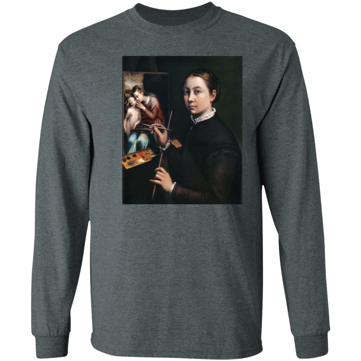 SOFONISBA ANGUISSOLA - SELF PORTRAIT AT THE EASEL - ca.1556-1565 - LANCUT CASTLE / POLAND - G240 LS Ultra Cotton T-Shirt - 7 COLORS -