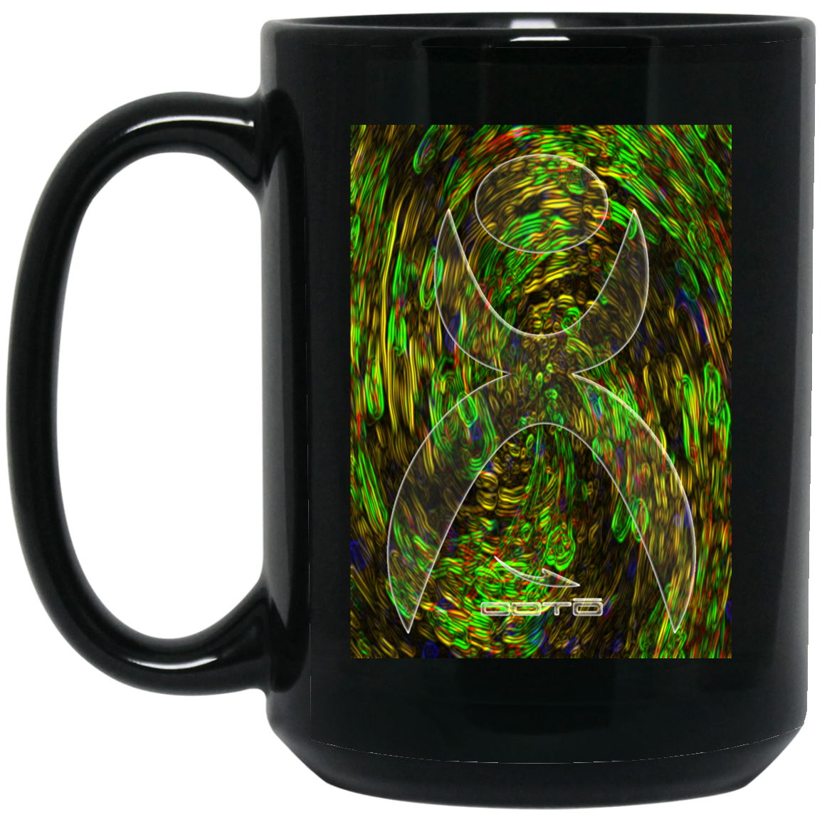 OOTO - D4 GLYPHIC EN GLASS - BM15OZ 15 oz. Black Mug - 1 COLOR -