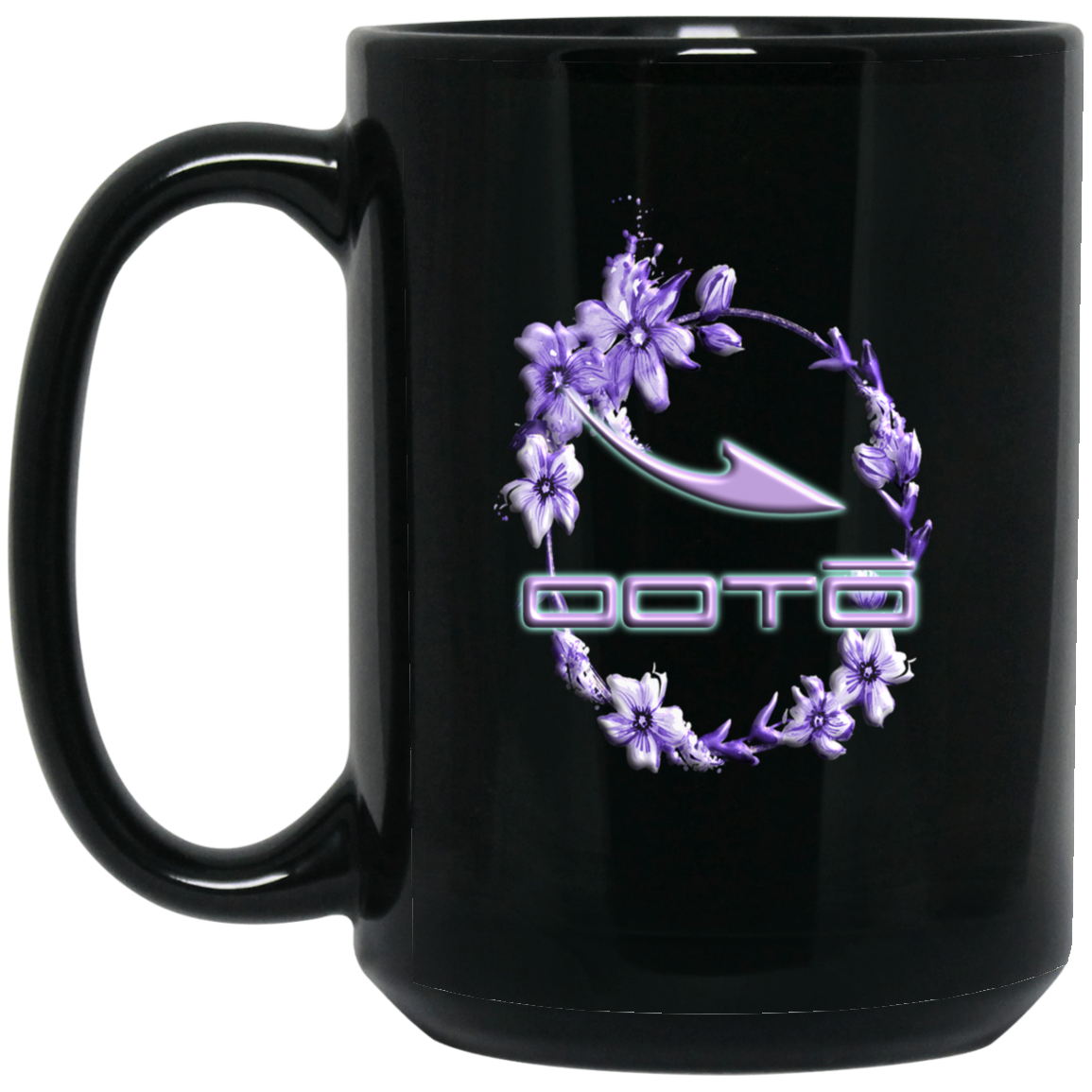 OOTO - DASH EN FLORAL WREATH - BM15OZ 15 oz. Black Mug - 1 COLOR -