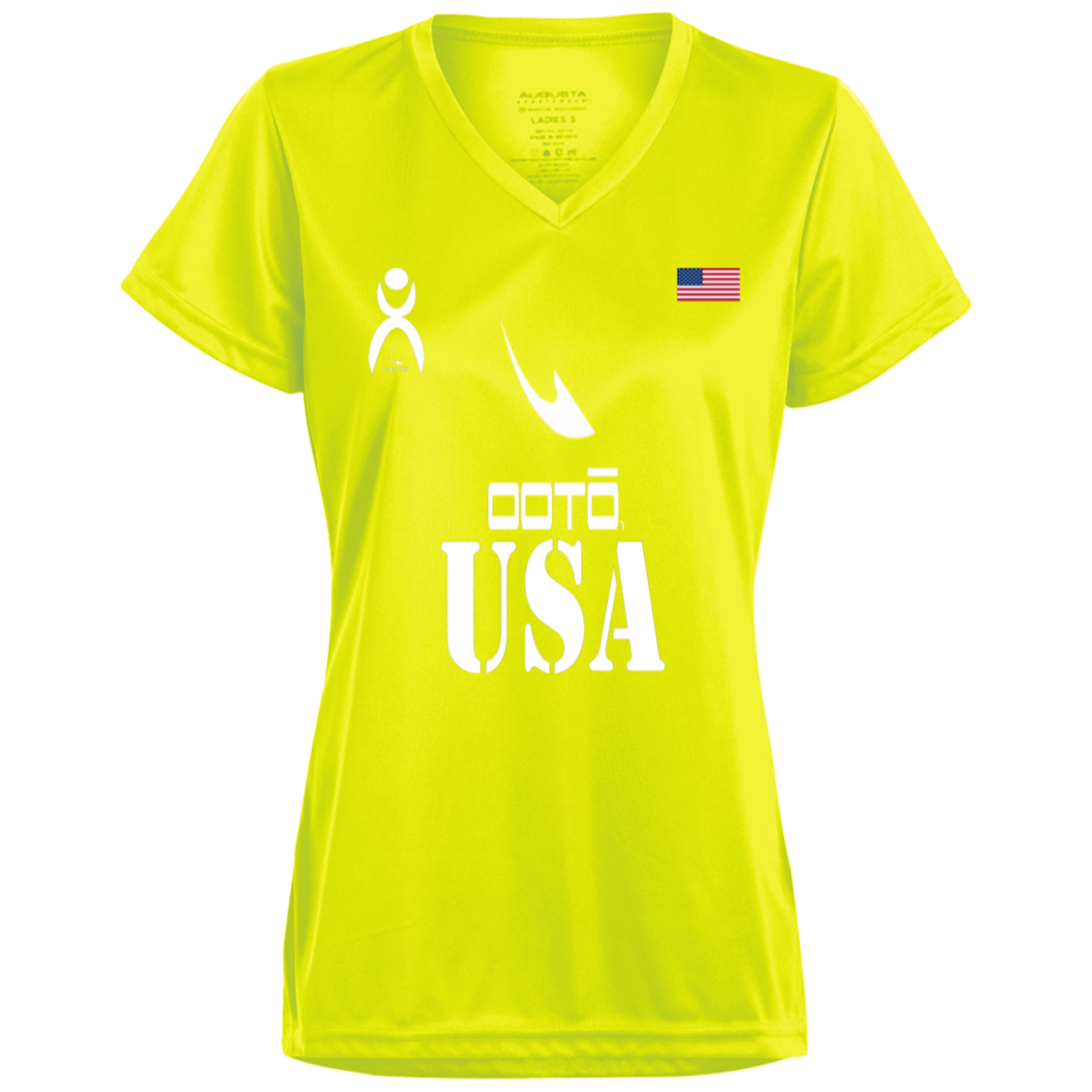 OOTO - USA - 1790 Ladies’ Moisture-Wicking V-Neck Tee - 2 NEON COLORS -