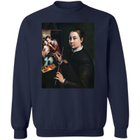 Thumbnail for SOFONISBA ANGUISSOLA - SELF PORTRAIT AT THE EASEL - ca.1556-1565 - LANCUT CASTLE / POLAND - 9 COLORS - G180 Crewneck Pullover Sweatshirt