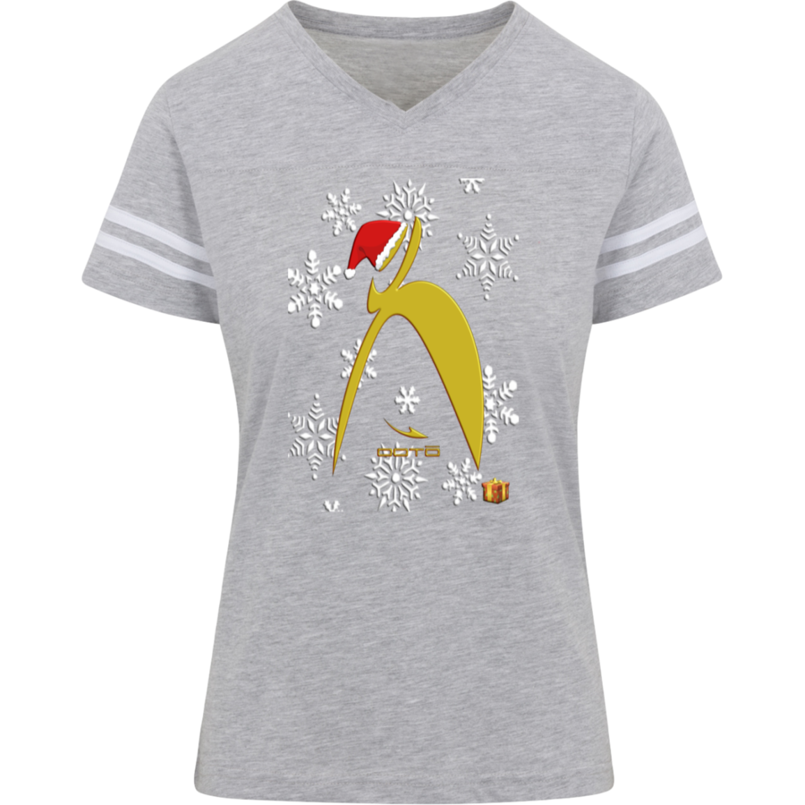 BIG STEPPIN GLYPHIC SANTA - 3537 LAT Womens Football Tee - 5 COLORS -