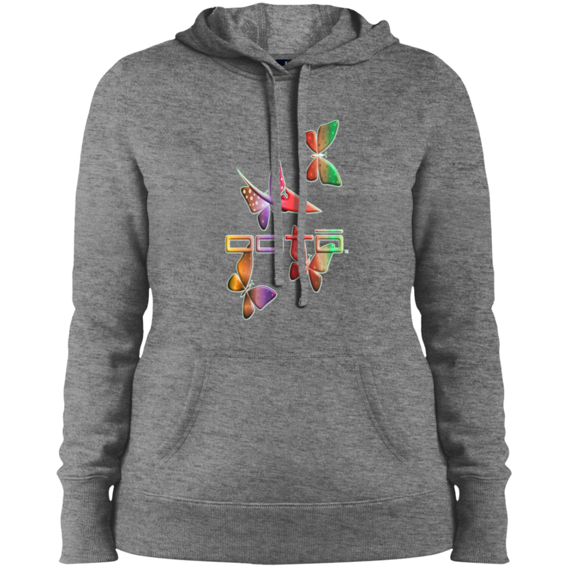 OOTO - DASH AND BUTTERFLIES EN MULTI COLOR - LST254 Ladies' Pullover Hooded Sweatshirt - 4 COLORS -