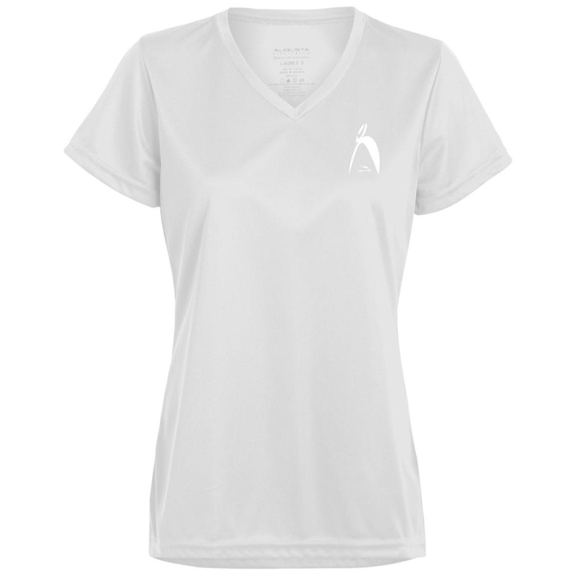 BIG STEPPIN GLYPHIC EN WHITE - 1790 Ladies’ Moisture-Wicking V-Neck Tee - 9 COLORS -