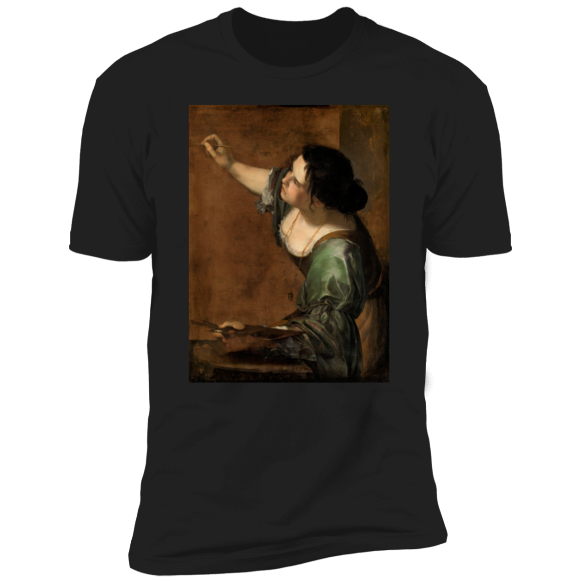 ARTEMISIA GENTILESCHI - CIRCA 1638-1639 - Cumberland Gallery / Hampton Court Place - Self Portrait as the Allegory of Painting - NL3600 Premium Short Sleeve T-Shirt - 2 COLORS -