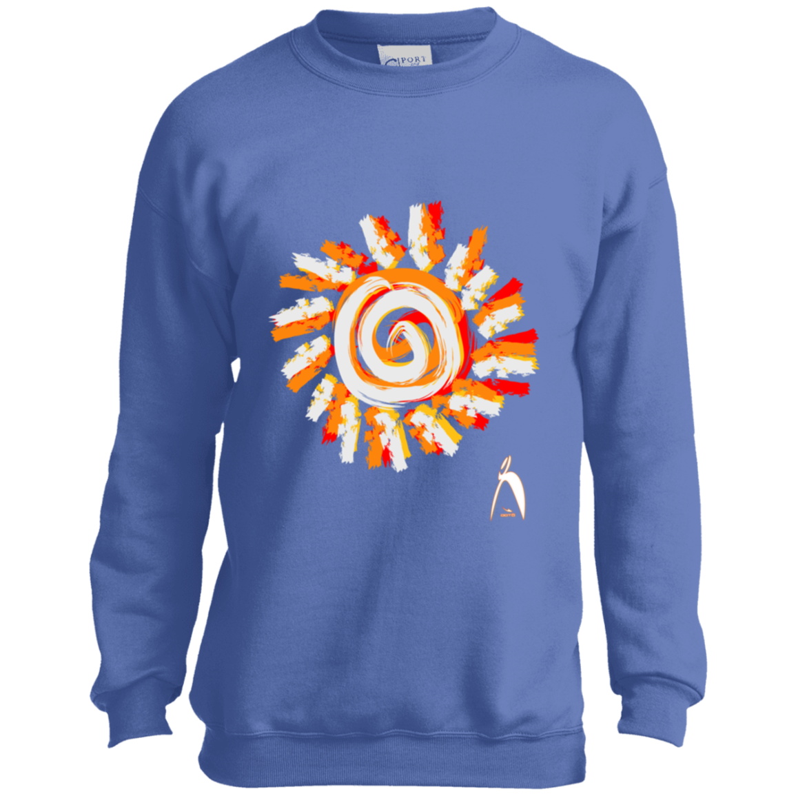 OOTO - PAINTED SUN WITH BIG STEPPIN GLYPHIC - CLOSEOUT - PC90Y Youth Crewneck Sweatshirt - 7 COLORS -