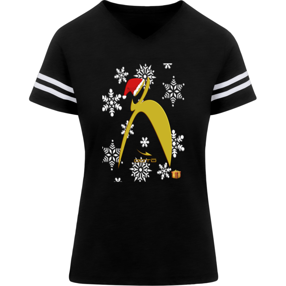 BIG STEPPIN GLYPHIC SANTA - 3537 LAT Womens Football Tee - 5 COLORS -