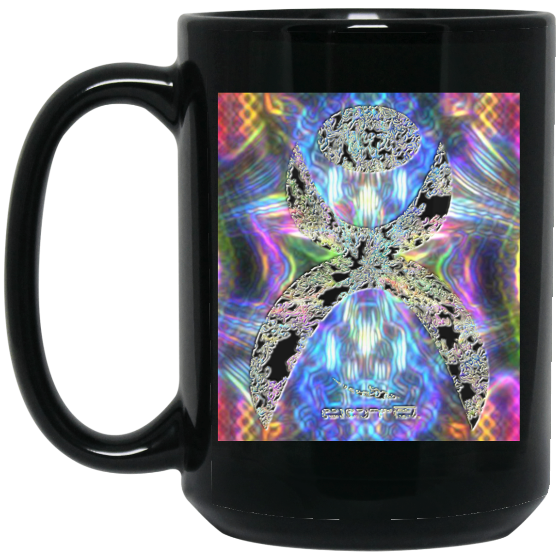 OOTO - GLYPHIC EN HALTED PHASE PLASMATIC NEON - BM15OZ 15 oz. Black Mug - 1 COLOR -