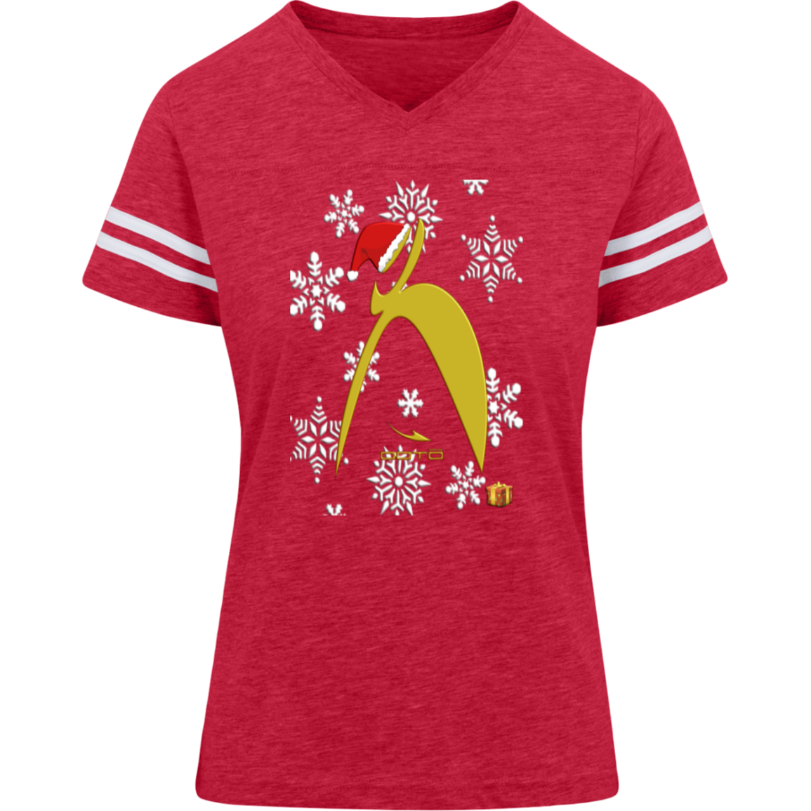 BIG STEPPIN GLYPHIC SANTA - 3537 LAT Womens Football Tee - 5 COLORS -