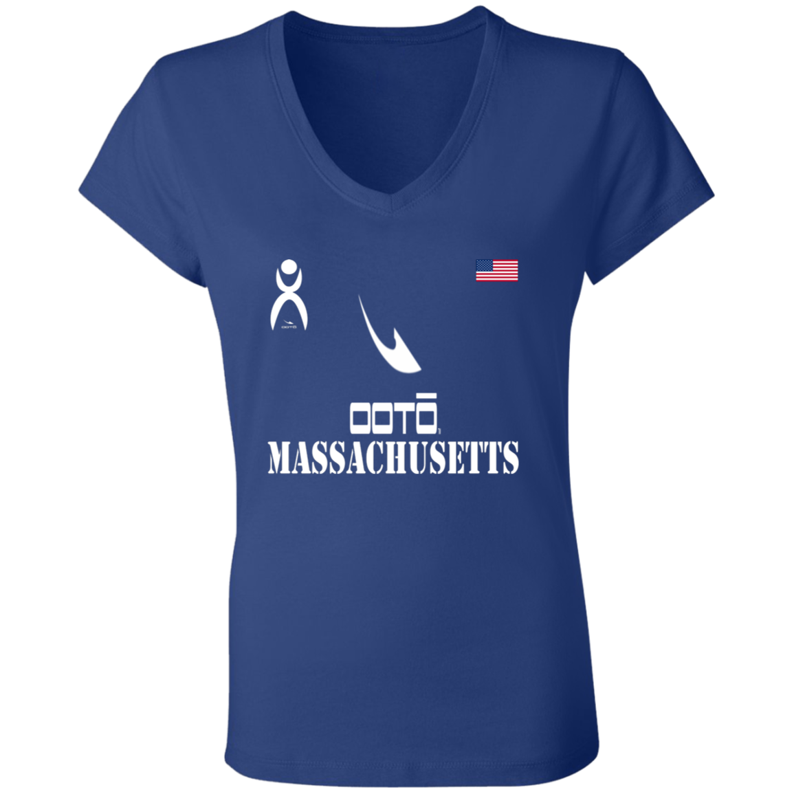 OOTO - MASSACHUSETTS - B6005 Ladies' Jersey V-Neck T-Shirt - 6 COLORS -