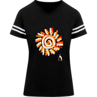 Thumbnail for PAINTED SUN WITH BIG STEPPIN GLYPHIC - 3537 LAT Womens Football Tee - 4 COLORS -