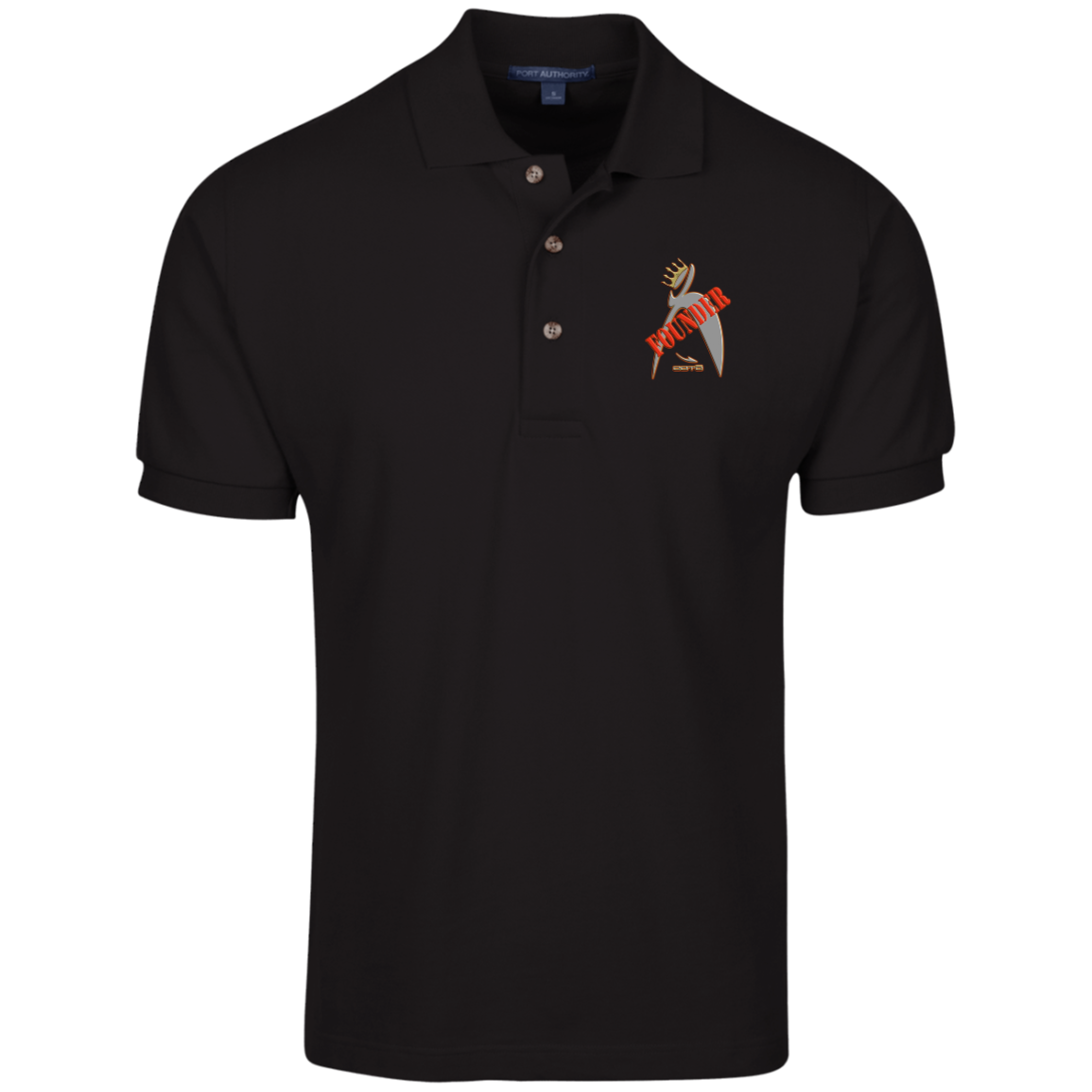 ITEM 7.) FOUNDER - CROWNED BIG STEPPIN GLYPHIC - K420 Cotton Pique Knit Polo - Men XS THRU 6XL - 1 COLOR -