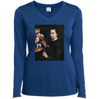 Thumbnail for SOFONISBA ANGUISSOLA - SELF PORTRAIT AT THE EASEL - ca.1556-1565 - LANCUT CASTLE / POLAND - LST353 - LS Ladies’ Long Sleeve Performance V-Neck Tee - 6 COLORS -