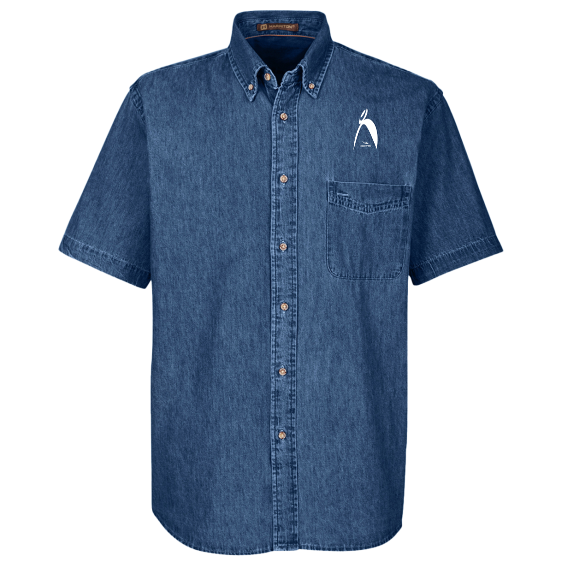 OOTO - BIG STEPPIN GLYPHIC - M550S Harriton Mens Short Sleeve Denim Shirt - 2 COLORS -