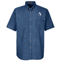 Thumbnail for OOTO - BIG STEPPIN GLYPHIC - M550S Harriton Mens Short Sleeve Denim Shirt - 2 COLORS -