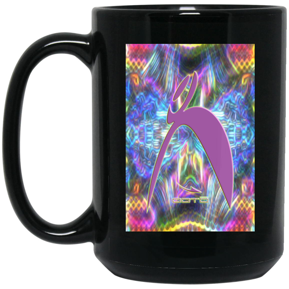 OOTO - GLYPHIC BIG STEPPIN OVER PLASMATIC NEON - BM15OZ 15 oz. Black Mug - 1 COLOR -