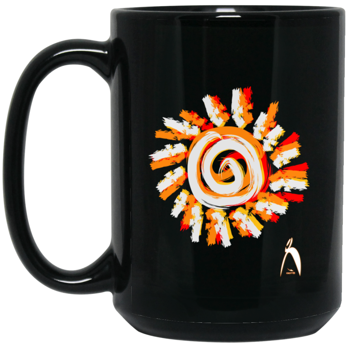 OOTO - PAINTED SUN WITH BIG STEPPIN GLYPHIC - BM15OZ 15oz Black Mug - 1 COLOR -