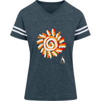 Thumbnail for PAINTED SUN WITH BIG STEPPIN GLYPHIC - 3537 LAT Womens Football Tee - 4 COLORS -