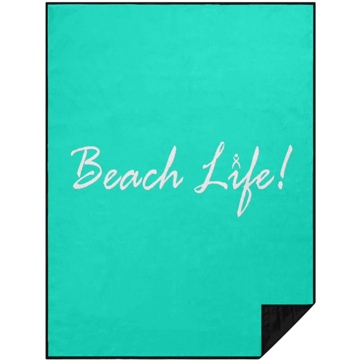 OOTO - BEACH LIFE WITH GLYPHIC EN WHITE - PBL Premium Picnic Blanket 60"x80" - LARGE - 3 COLORS -