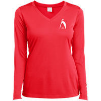 Thumbnail for BIG STEPPIN GLYPHIC EN WHITE - LST353LS Ladies’ Long Sleeve Performance V-Neck Tee - 7 COLORS -