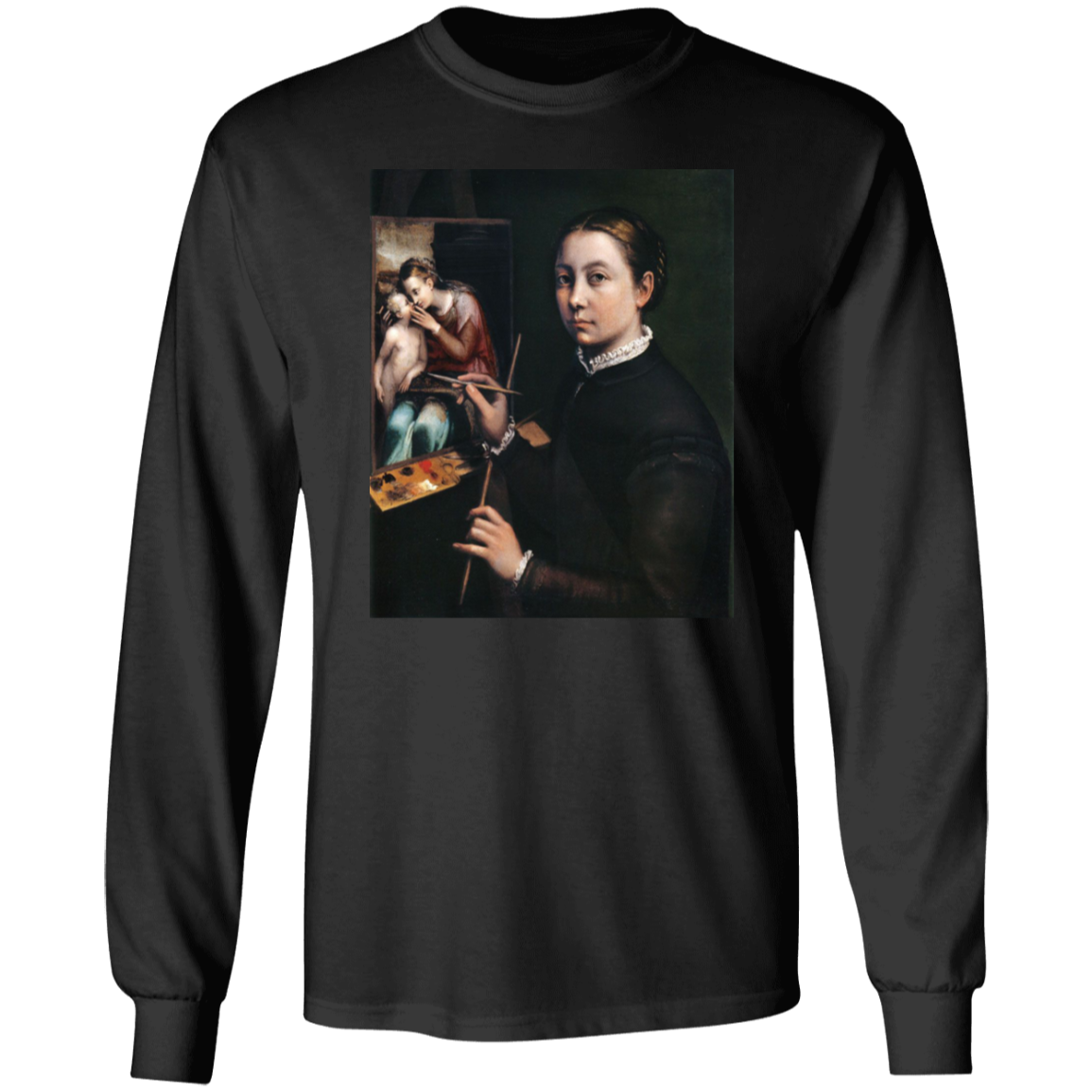 SOFONISBA ANGUISSOLA - SELF PORTRAIT AT THE EASEL - ca.1556-1565 - LANCUT CASTLE / POLAND - G240 LS Ultra Cotton T-Shirt - 7 COLORS -