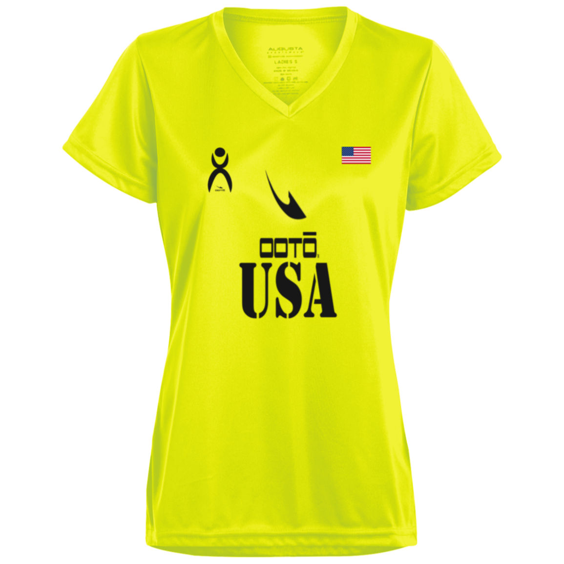 OOTO - USA - BL - 1790 Ladies’ Moisture-Wicking V-Neck Tee - 1 NEON COLOR -