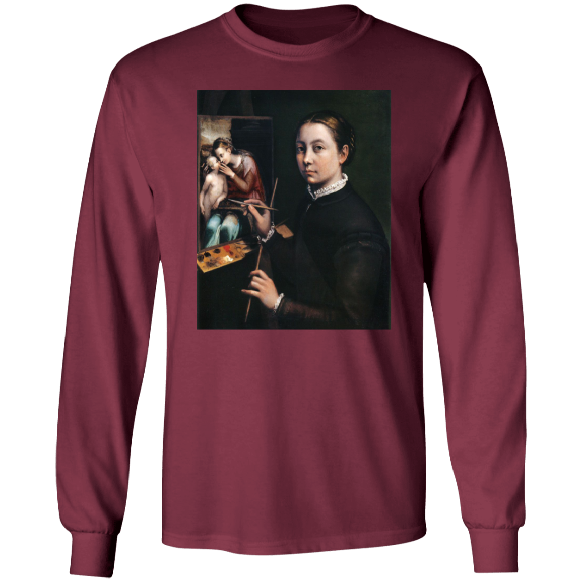 SOFONISBA ANGUISSOLA - SELF PORTRAIT AT THE EASEL - ca.1556-1565 - LANCUT CASTLE / POLAND - G240 LS Ultra Cotton T-Shirt - 7 COLORS -