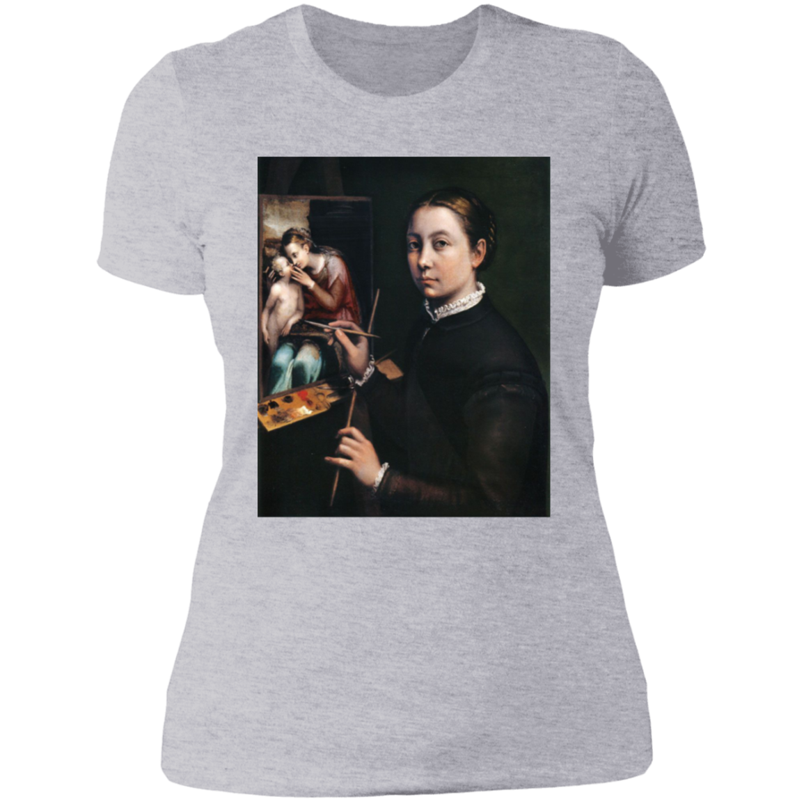 SOFONISBA ANGUISSOLA - SELF POTRAT AT THE EASEL - ca.1556-1565 - LANCUT CASTLE / POLAND - NL3900 Ladies' Boyfriend T-Shirt - 6 COLORS -