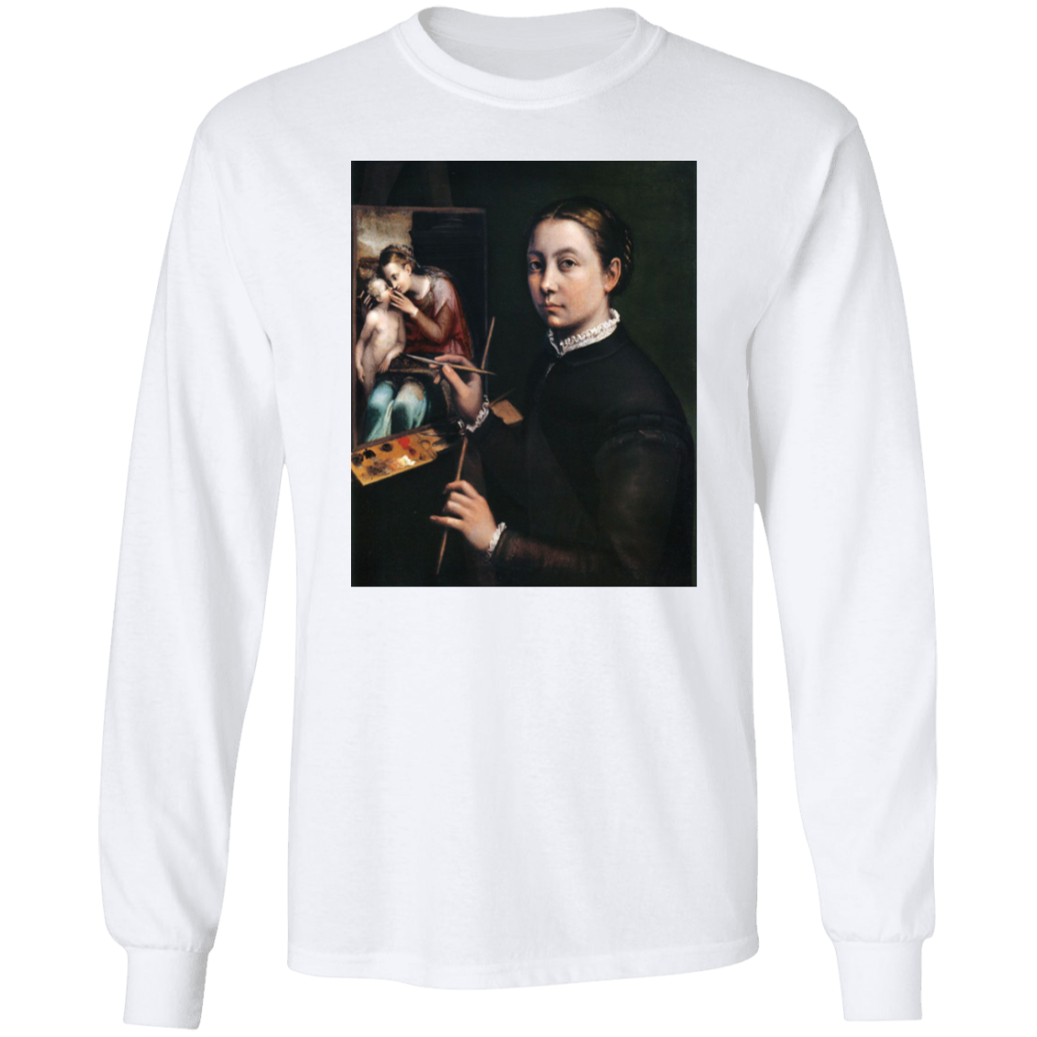 SOFONISBA ANGUISSOLA - SELF PORTRAIT AT THE EASEL - ca.1556-1565 - LANCUT CASTLE / POLAND - G240 LS Ultra Cotton T-Shirt - 7 COLORS -