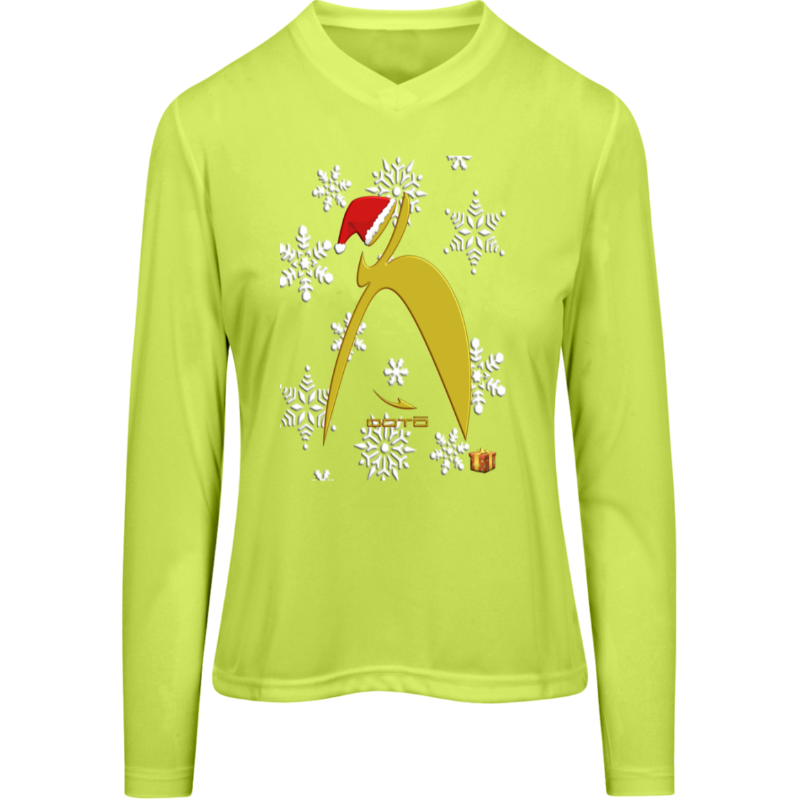 BIG STEPPIN GLYPHIC SANTA - TT11WL Team 365 Womens Zone Long Sleeve Tee - 4 COLORS -