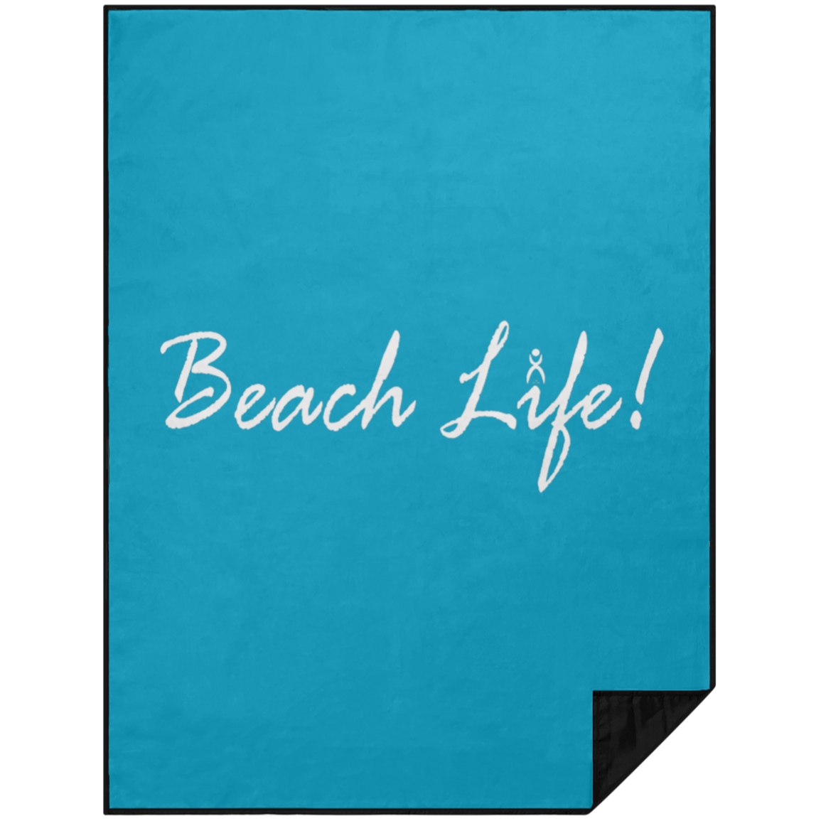 OOTO - BEACH LIFE WITH GLYPHIC EN WHITE - PBL Premium Picnic Blanket 60"x80" - LARGE - 3 COLORS -