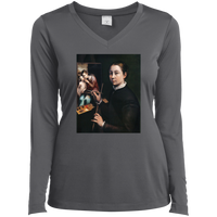 Thumbnail for SOFONISBA ANGUISSOLA - SELF PORTRAIT AT THE EASEL - ca.1556-1565 - LANCUT CASTLE / POLAND - LST353 - LS Ladies’ Long Sleeve Performance V-Neck Tee - 6 COLORS -