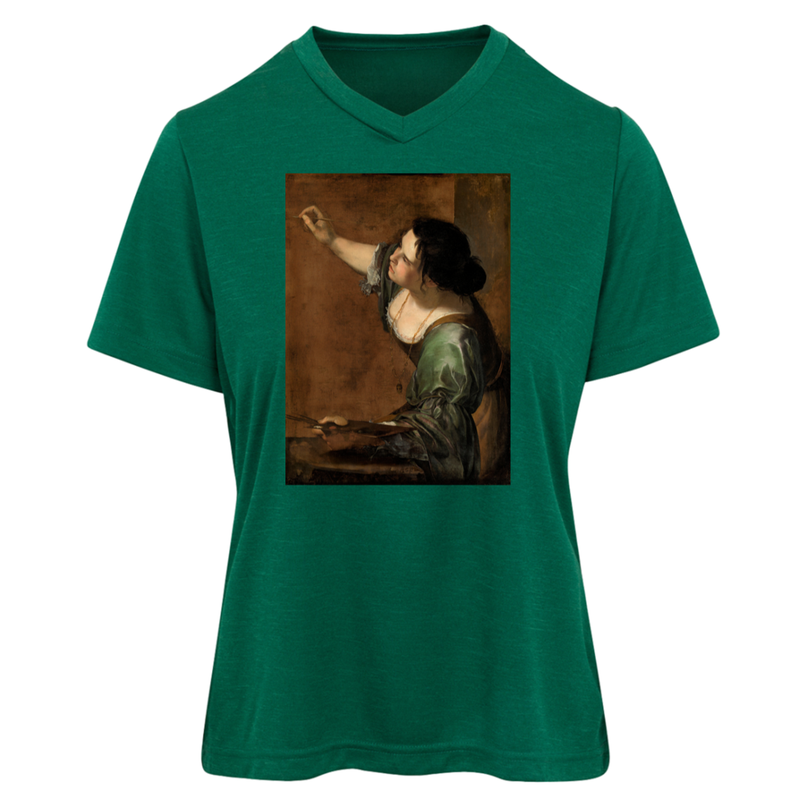 ARTEMISIA GENTILESCHI - CIRCA 1638-1639 - Self Portrait as the Allegory of Painting - TT11HW Team 365 Womens Sonic Heather Tee - 2 COLORS -