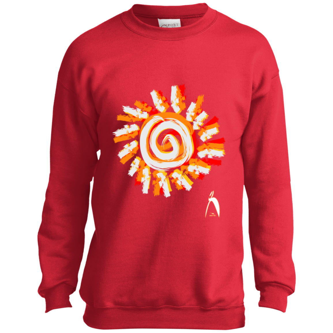 OOTO - PAINTED SUN WITH BIG STEPPIN GLYPHIC - CLOSEOUT - PC90Y Youth Crewneck Sweatshirt - 7 COLORS -