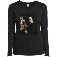 Thumbnail for SOFONISBA ANGUISSOLA - SELF PORTRAIT AT THE EASEL - ca.1556-1565 - LANCUT CASTLE / POLAND - LST353 - LS Ladies’ Long Sleeve Performance V-Neck Tee - 6 COLORS -