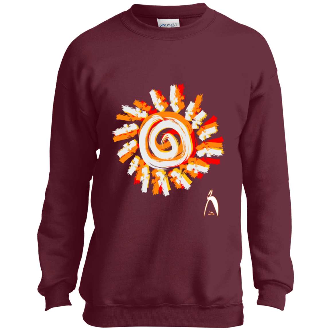 OOTO - PAINTED SUN WITH BIG STEPPIN GLYPHIC - CLOSEOUT - PC90Y Youth Crewneck Sweatshirt - 7 COLORS -