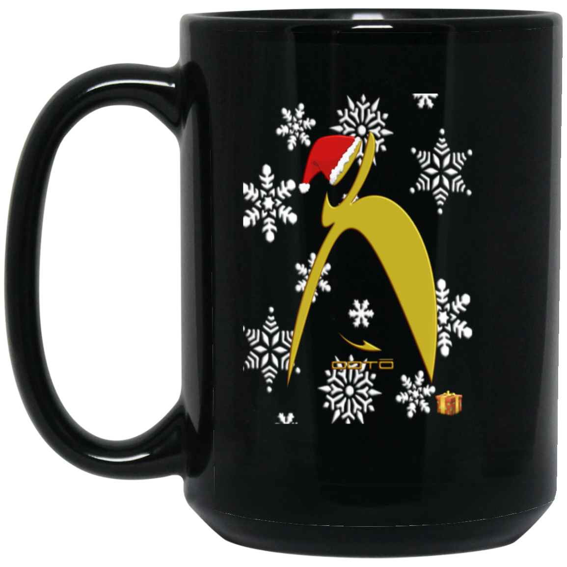 OOTO - BIG STEPPIN GLYPHIC SANTA - BM15OZ 15oz Black Mug - 1 COLOR -