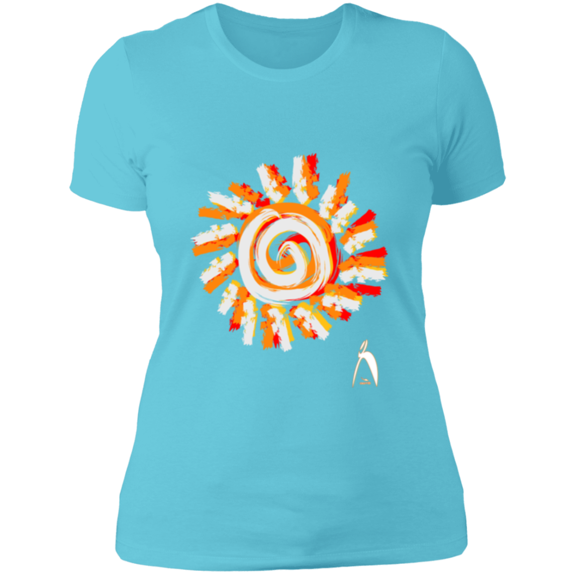 PAINTED SUN WITH BIG STEPPIN GLYPHIC - NL3900 Ladies' Boyfriend T-Shirt - 12 COLORS -