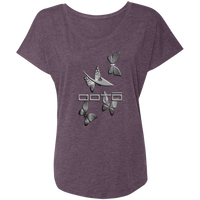 Thumbnail for DASH AND BUTTERFLIES EN GRAY - NL6760 Ladies' Triblend Dolman Sleeve - 4 COLORS -