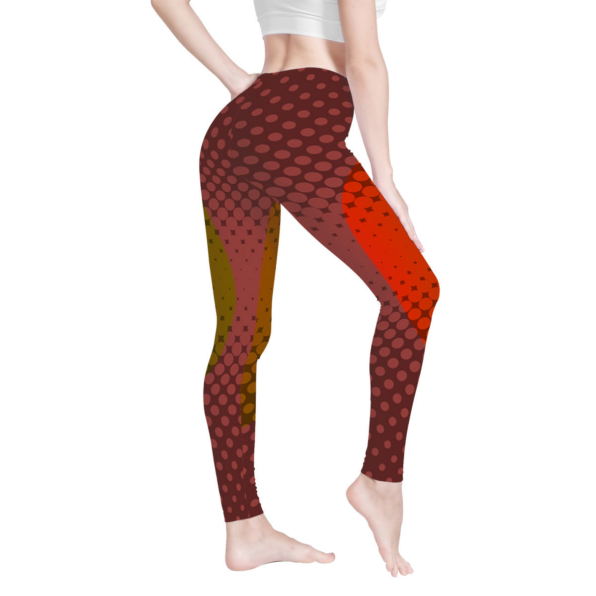 OOTO - AUBURN FADE B - D48 All-Over Print Yoga Leggings - 1 COLOR -