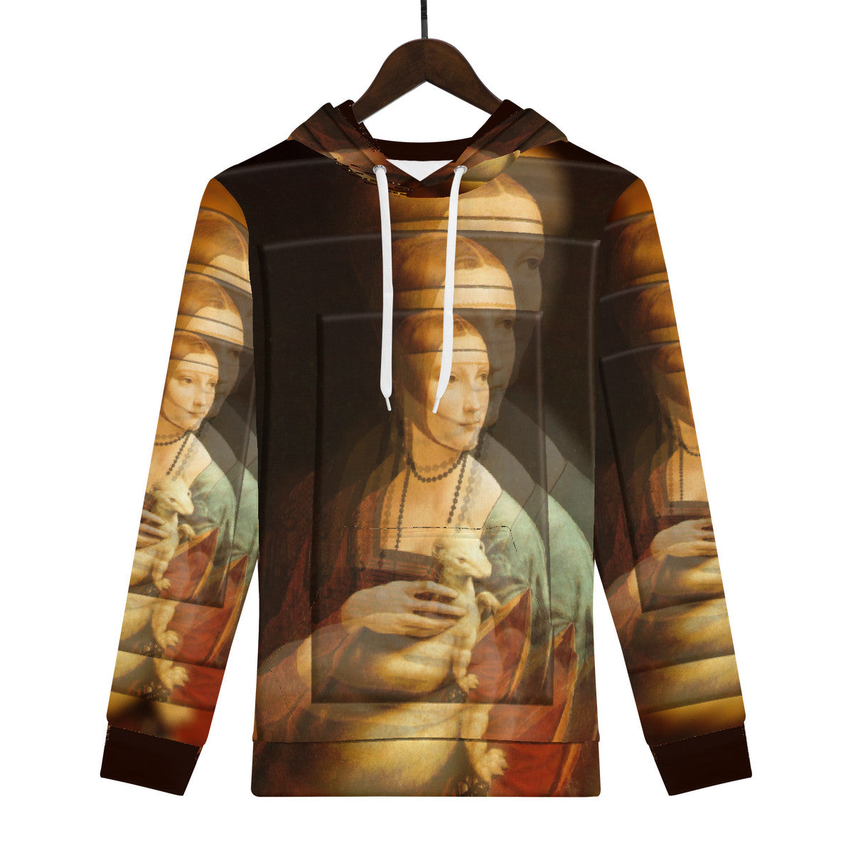 OOTO - LEONARDO DAVINCI Lady with an Ermine / CIRCA 1490 - D55 Men's All Over Print Hoodie - 1 COLOR -