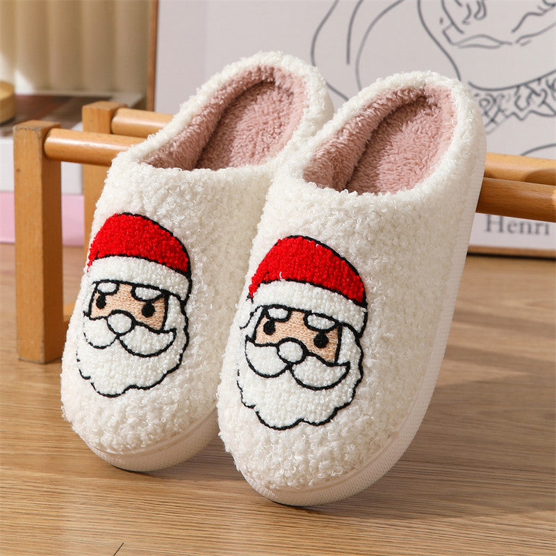 Christmas Santa Claus Pattern Cotton Slippers Indoor Home Plush Warm Slippers - EU SIZES - K - 1 COLOR -