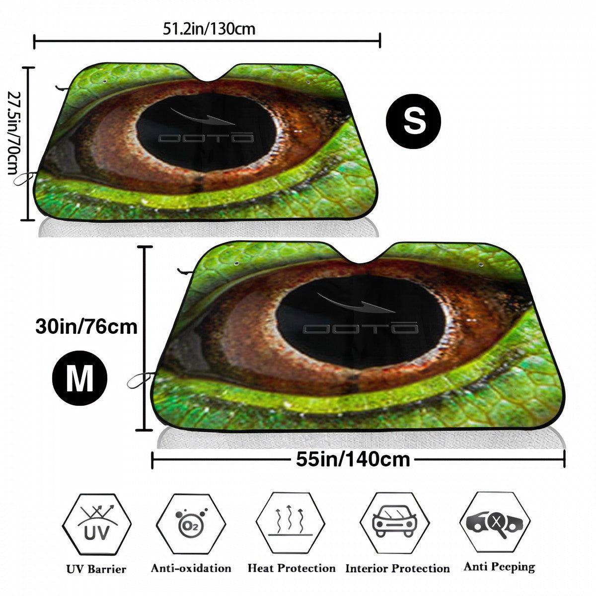 OOTO - REPTILES EYE - HC_T36 Car Windshield Sunshade (multi-size) - 2 SIZES - 1 COLOR -