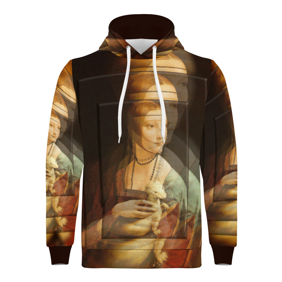 OOTO - LEONARDO DAVINCI Lady with an Ermine / CIRCA 1490 - D55 Men's All Over Print Hoodie - 1 COLOR -