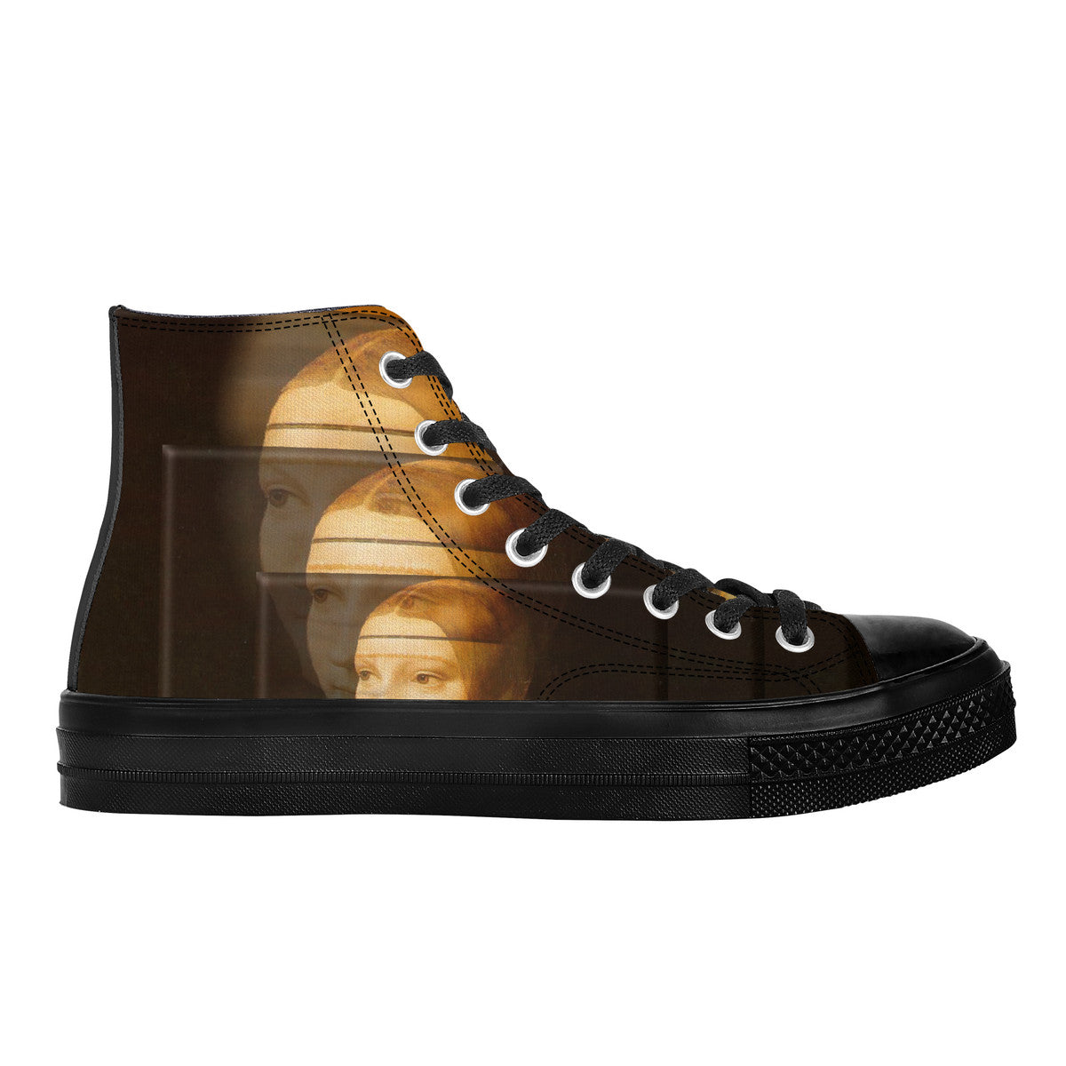 OOTO - LEONARDO DAVINCI Lady with an Ermine / CIRCA 1490 - SF_D71 High Top Canvas Shoes - Black sole - Mens & Women - 1 COLOR -